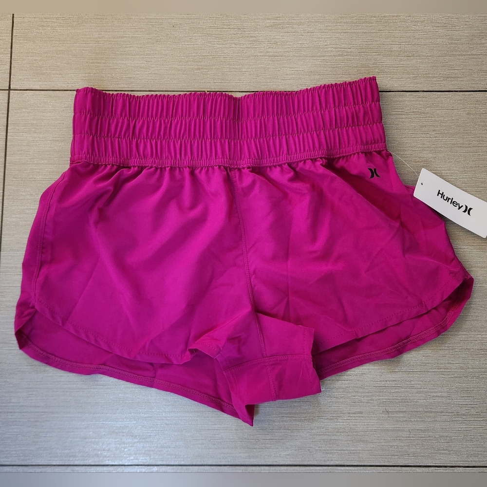 Hurley Solid 2.5" High Waist Broadshorts ~RASPBERRY~MEDIUM **NEW